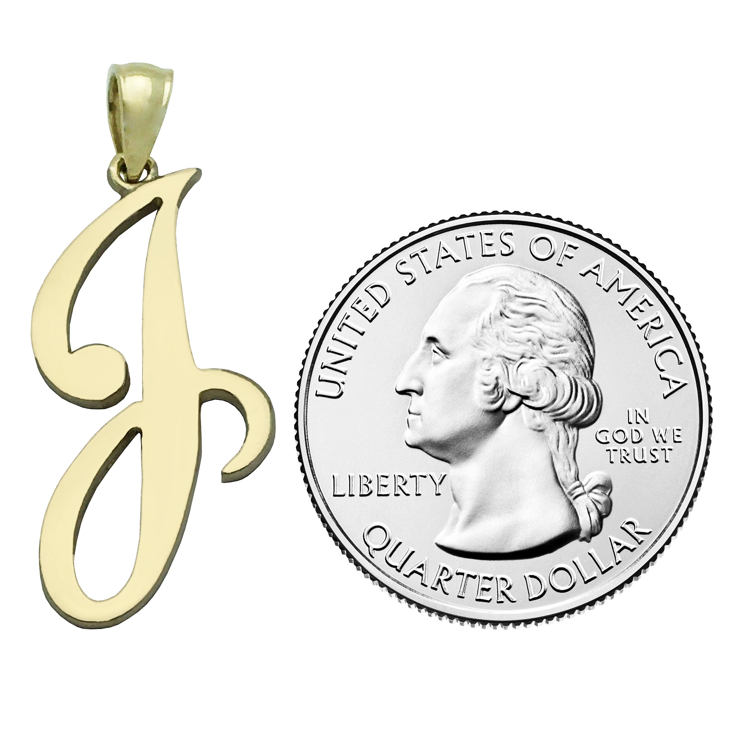 14k Yellow Gold Initial Letter J Alphabet Charm Pendant - Letter J,Yellow