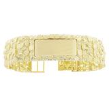 14k Yellow Gold Nugget ID Bracelet Adjustable 7.5"-8" 31mm 91-93 grams - 8" 93 grams