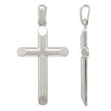 10k White Gold Solid High Polished Cross Religious Charm Pendant 1.8" 6.9 grams - White