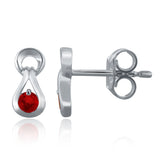 10k White Gold Ruby Petite Drop Modern Stud Earrings - Ruby