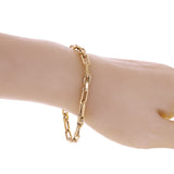Italian 14k Yellow Gold Hollow Oval Paper Clip Link Bracelet 7.75" 5mm 4.9 grams