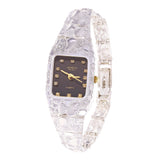Women's Sterling Silver Nugget Wrist Watch Bracelet with Geneve Diamonds 6.5-7" - Black Faceplate 24.7 grams