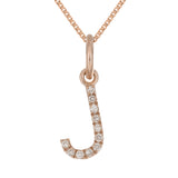 14k Rose Gold Diamond Initial Letter J Charm Pendant Necklace 18" - Letter J,Rose