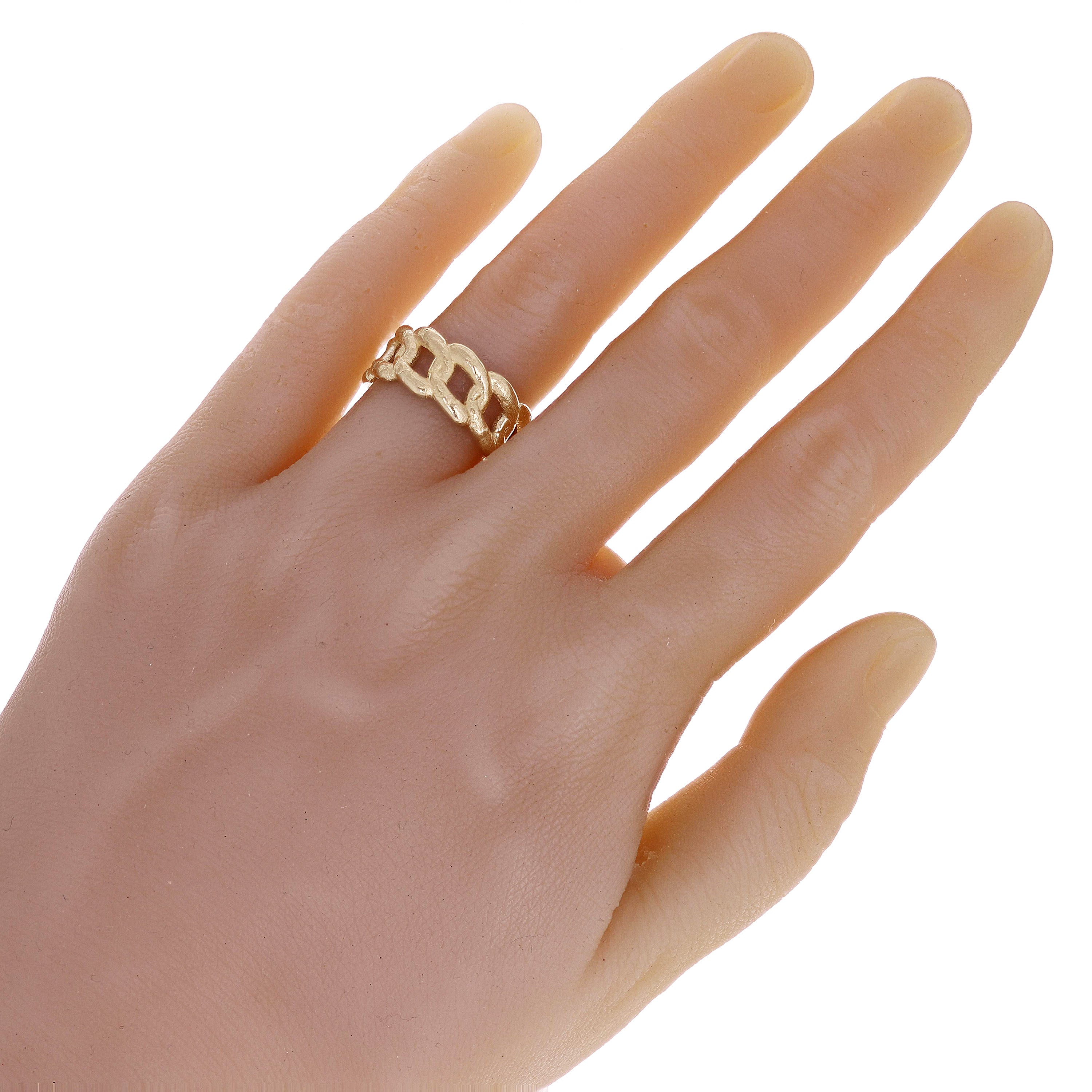 14k Yellow Gold Miami Cuban Curb Ring Band Satin Finish 7.5" 9.5 mm 10.7 grams