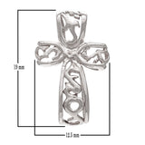 14k White Gold Detailed Filigree 3D Cross Religious Charm Pendant 2 grams - White
