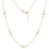Italian 14k Two Tone Gold Polished Bead Station Necklace 17" 3mm & 5mm 2.5 grams