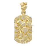 10k Yellow Gold Dog Tag Nugget Charm Pendant 1.35" 5.7 grams - Yellow