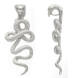 14k White Gold Detailed 3D Cobra Snake Charm Pendant 2" 14.2 grams