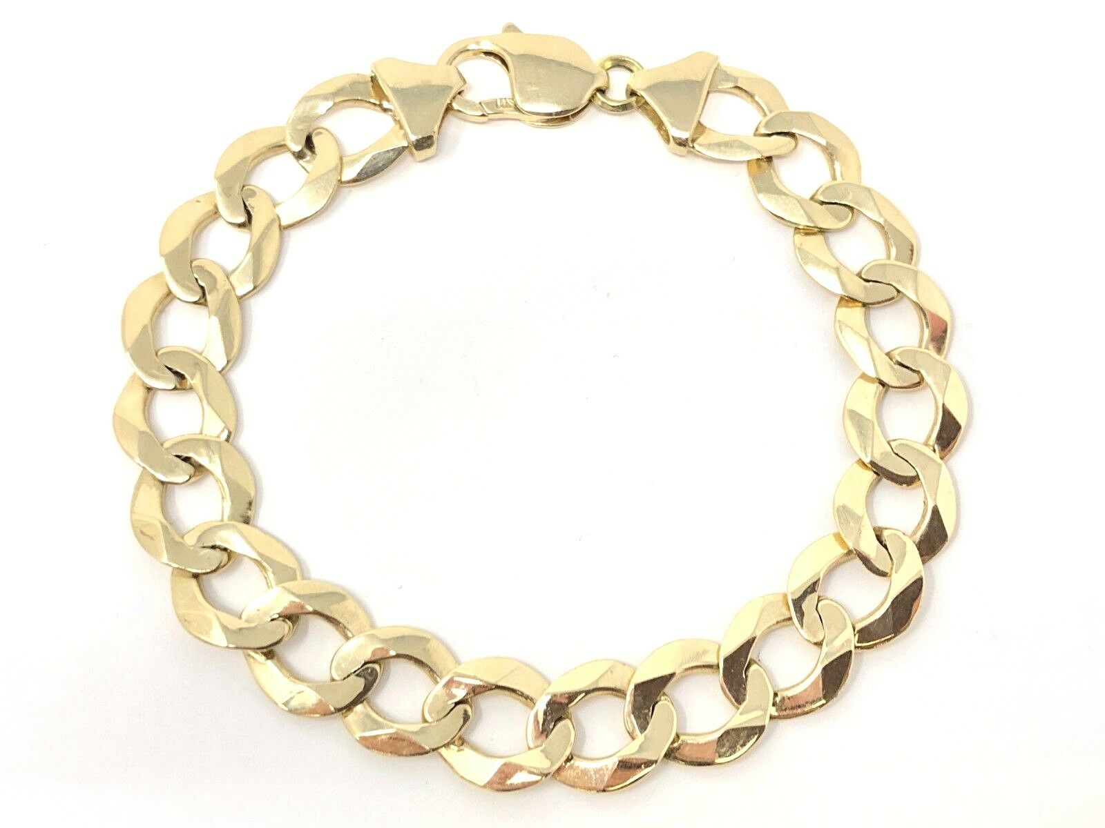Men's 14k Yellow Gold Solid Cuban Link Chain Bracelet 7.5" 11mm 21 grams