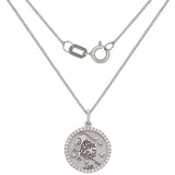 14k White Gold Diamond Zodiac Sign Leo Pendant Necklace 18" - Leo,White
