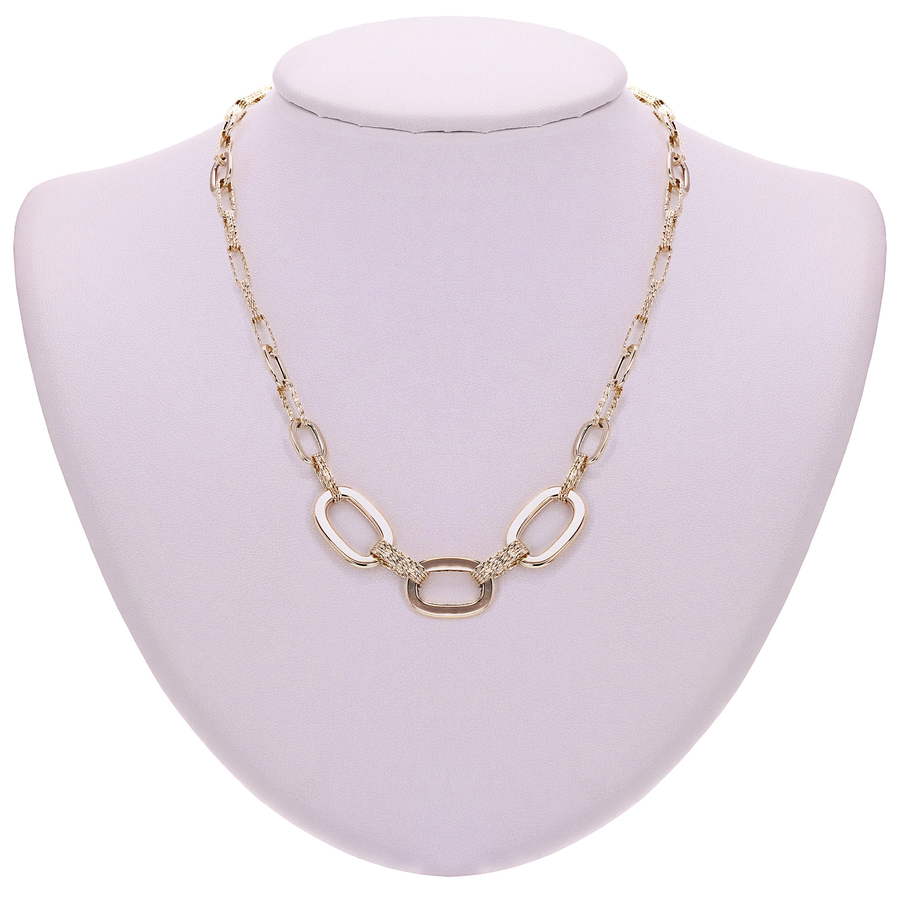 Italian 14k Yellow Gold Oval Links Necklace, Bracelet & Earrings Set 24.4 grams