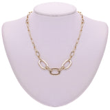 Italian 14k Yellow Gold Oval Links Necklace, Bracelet & Earrings Set 24.4 grams
