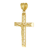 14k Yellow Gold 3D Jesus Christ Crucifix Cross Pendant 1.5" 1.7 grams