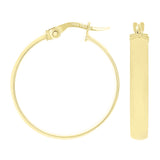 Italian 14k Yellow Gold Shiny Round Flat Hollow Hoop Earrings 1.9" 3.8mm 1.9gram