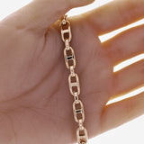 Italian 14k Yellow Gold Hollow Puffed Oval Mariner Bracelet 7.5" 7.3mm 9.1 grams