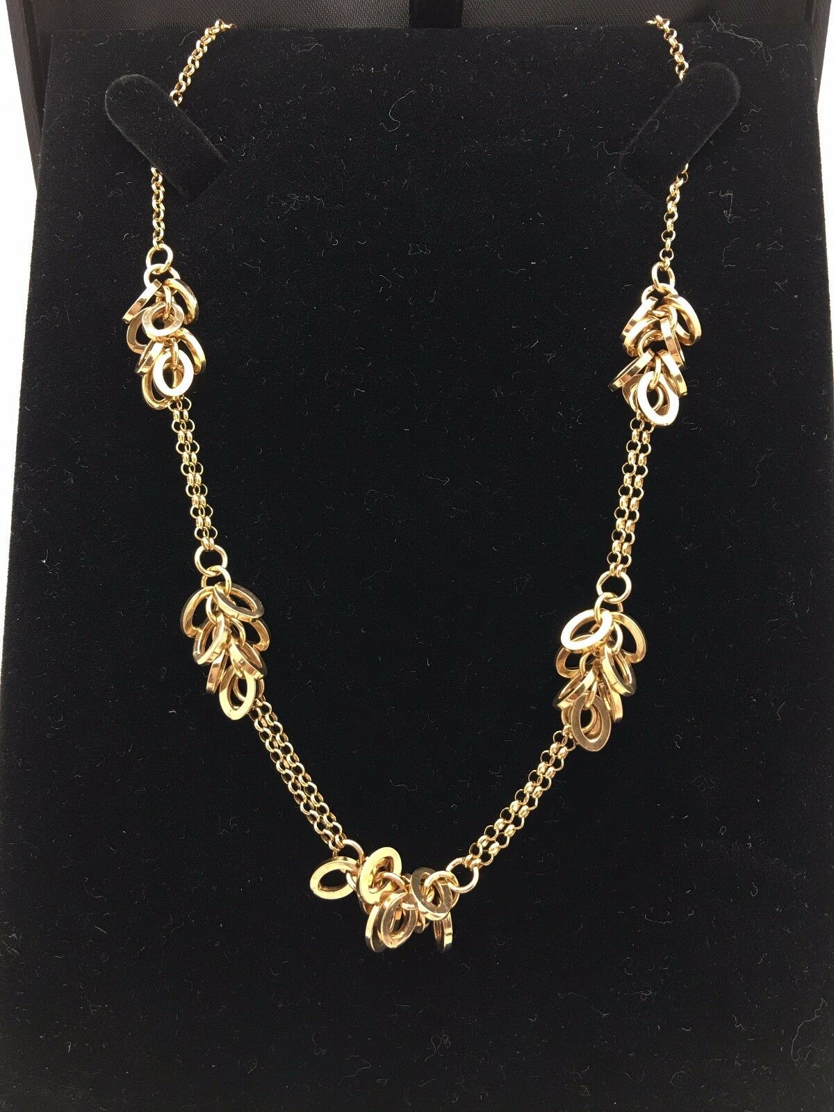Italian 14k Yellow Gold Rolo Chain with Oval Charms Necklace 16" 9.3 g