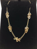 Italian 14k Yellow Gold Rolo Chain with Oval Charms Necklace 16" 9.3 g