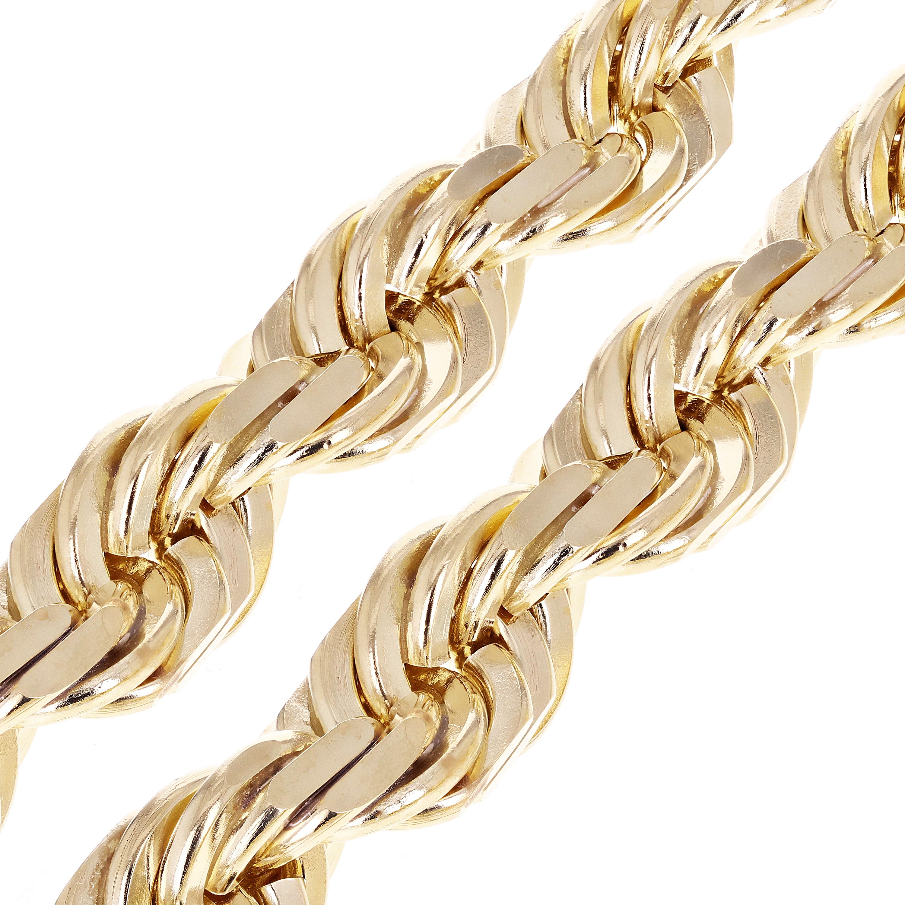 Men's Solid 14k Yellow Gold Diamond Cut Rope Chain 30" 21mm 982 grams