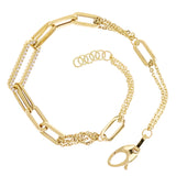 Italian 14k Yellow Gold Paper Clip Link & Rolo Chain Bracelet 7.5" 5.8mm 5 grams