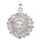 10k White Gold Solid Chunky Nugget Lion Face Charm Pendant 1.3" 5.8 grams - White