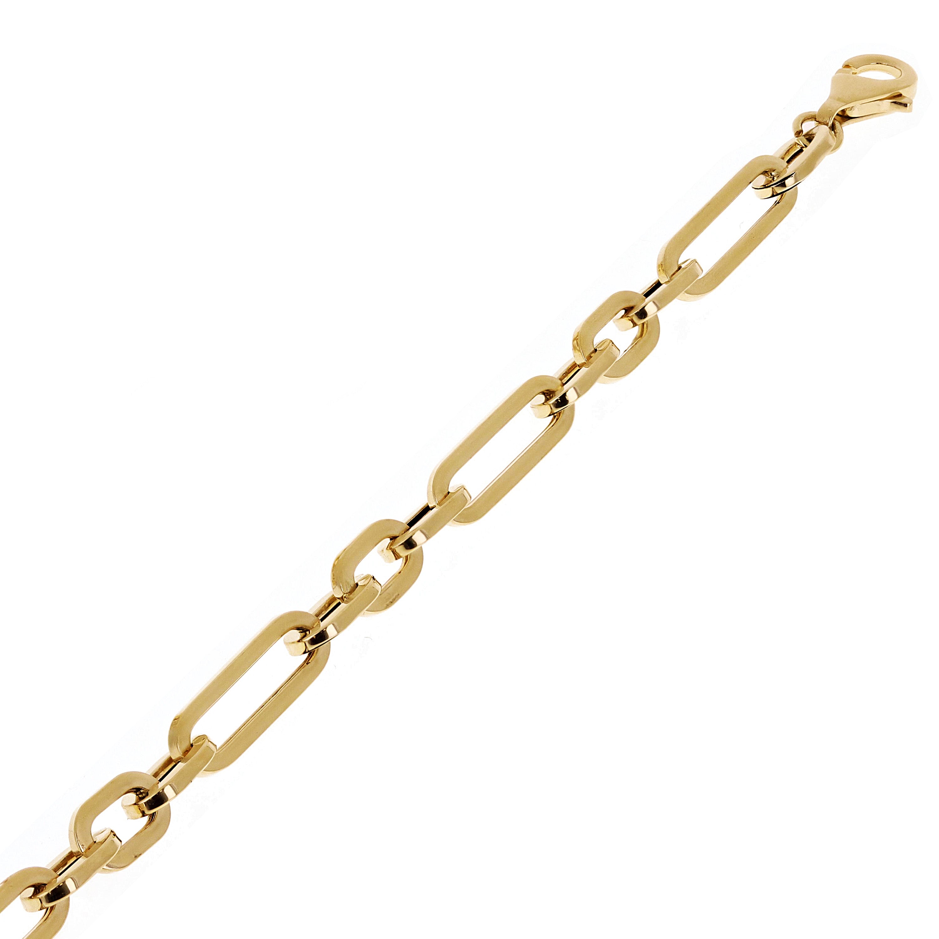 Italian 14k Yellow Gold Hollow Paper Clip Link Chain Bracelet 7.75" 5mm 4.3grams - 7.75" 5mm 4.3 grams