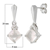 10k White Gold Rose Quartz & Diamond Accent Dangle Earrings