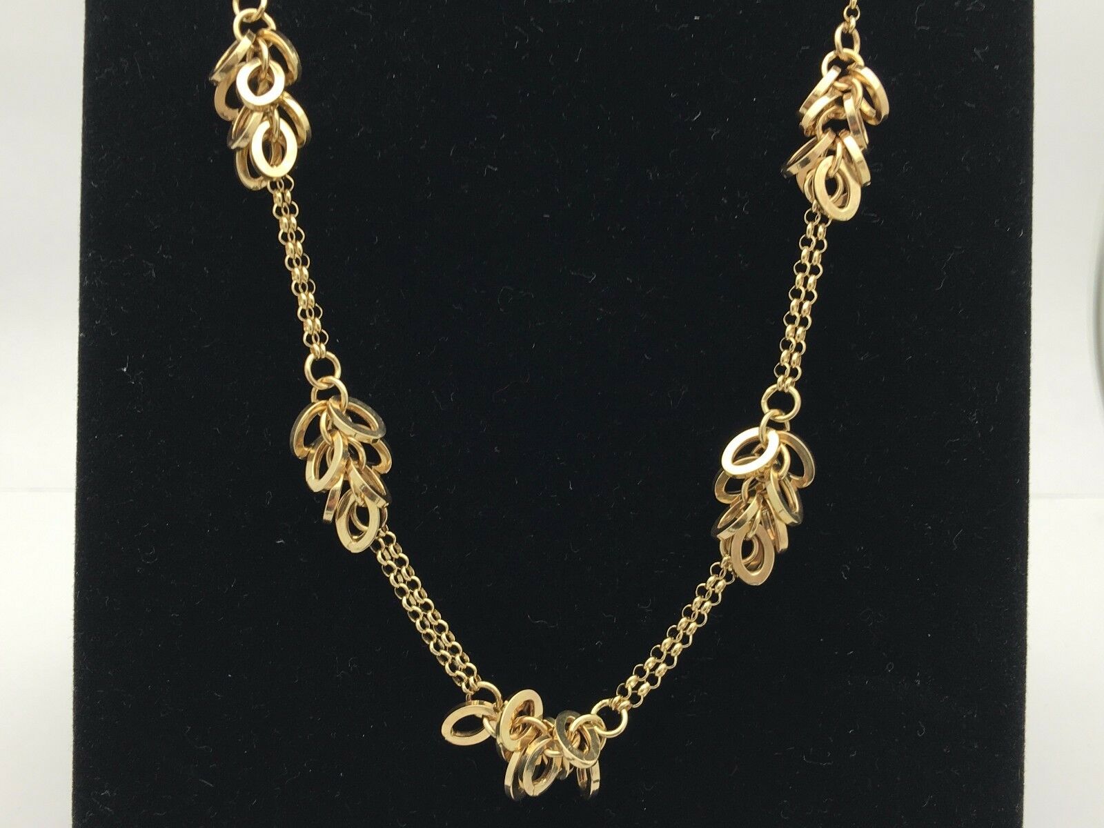 Italian 14k Yellow Gold Rolo Chain with Oval Charms Necklace 16" 9.3 g