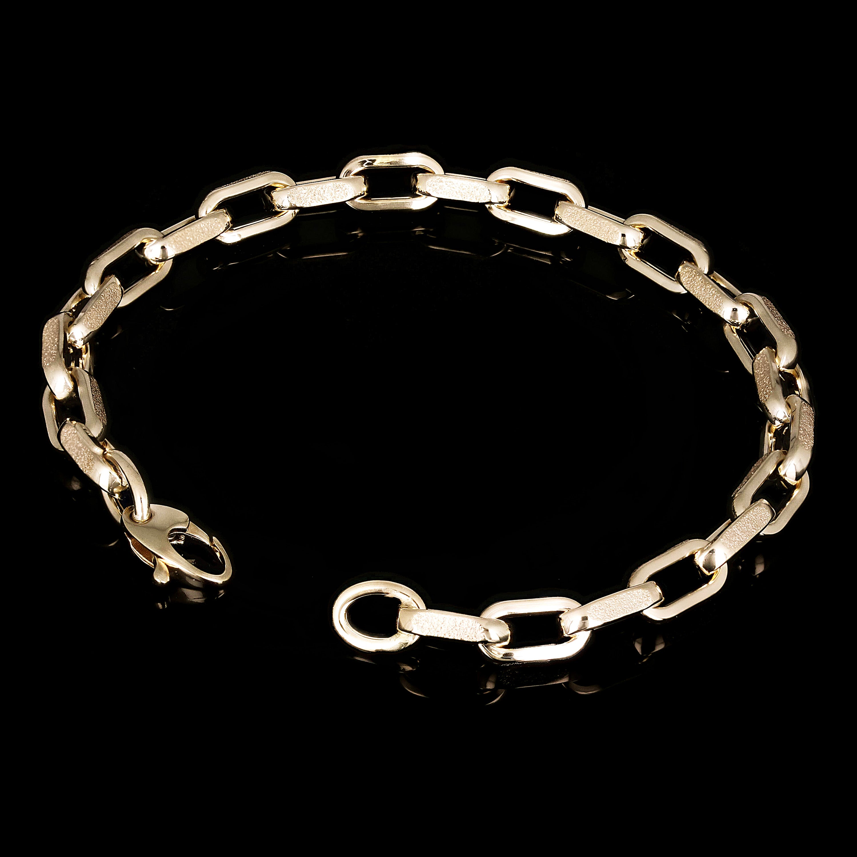Italian 14k Yellow Gold Hollow Oval Link Anchor Chain Bracelet 7.75" 5.7mm 4.9g