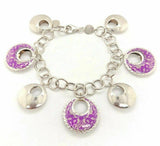 Italian 14k White Gold Fancy Round Charm Bracelet 7.5" 20.9 grams