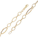 Italian 14k Yellow Gold Hollow Oval Link Bracelet 7.5" 8.3mm 2.8 grams