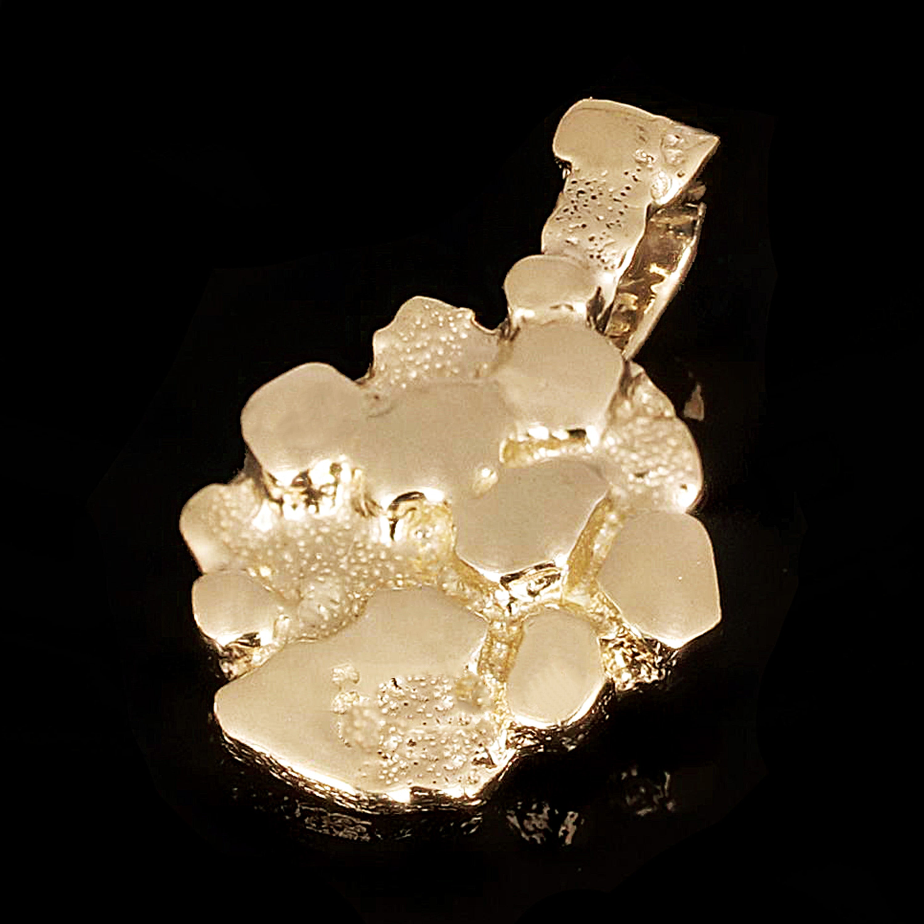 14k Yellow Gold Solid Hexagon Nugget Charm Pendant 20.5x13mm 2.9 grams