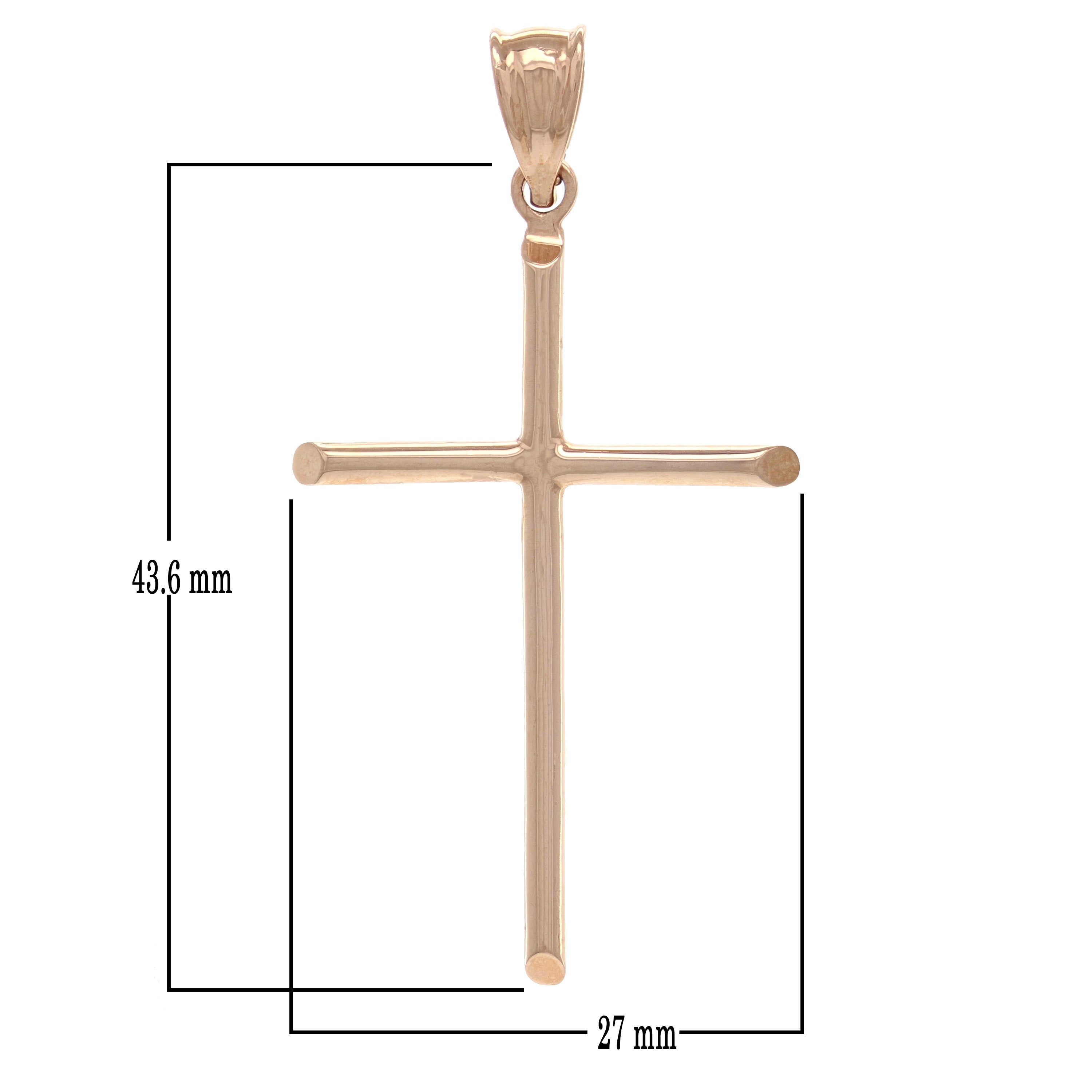 14k Rose Gold Sharp Edged Cross Religious Pendant Large - Large
