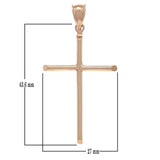 14k Rose Gold Sharp Edged Cross Religious Pendant Large - Large