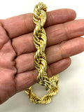 14k Yellow Gold Solid Diamond Cut Rope Chain Necklace 26" 12mm 263 grams