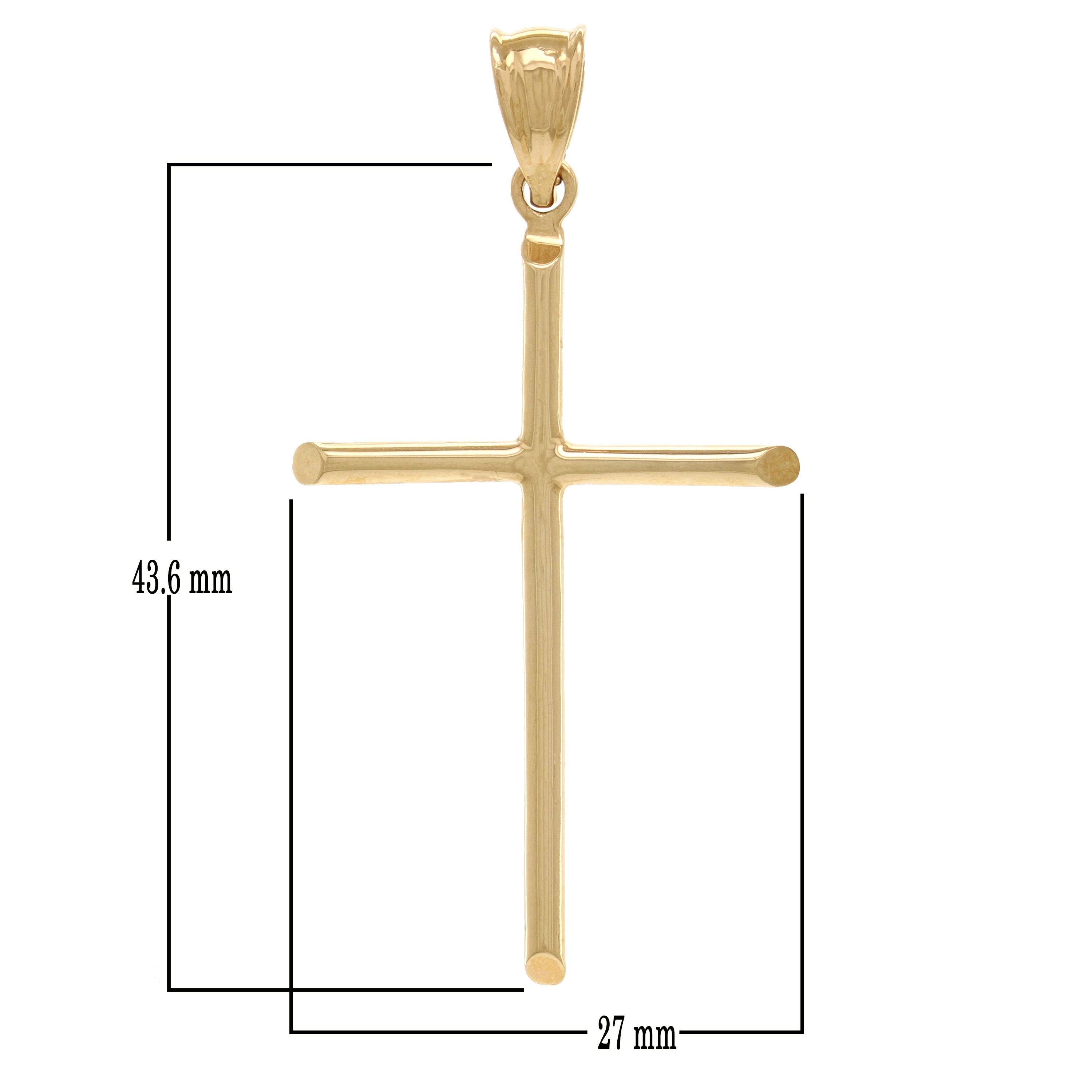 14k Yellow Gold High Polished Plain Cross Religious Charm Pendant 1.95" 4grams