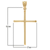 14k Yellow Gold High Polished Plain Cross Religious Charm Pendant 1.95" 4grams