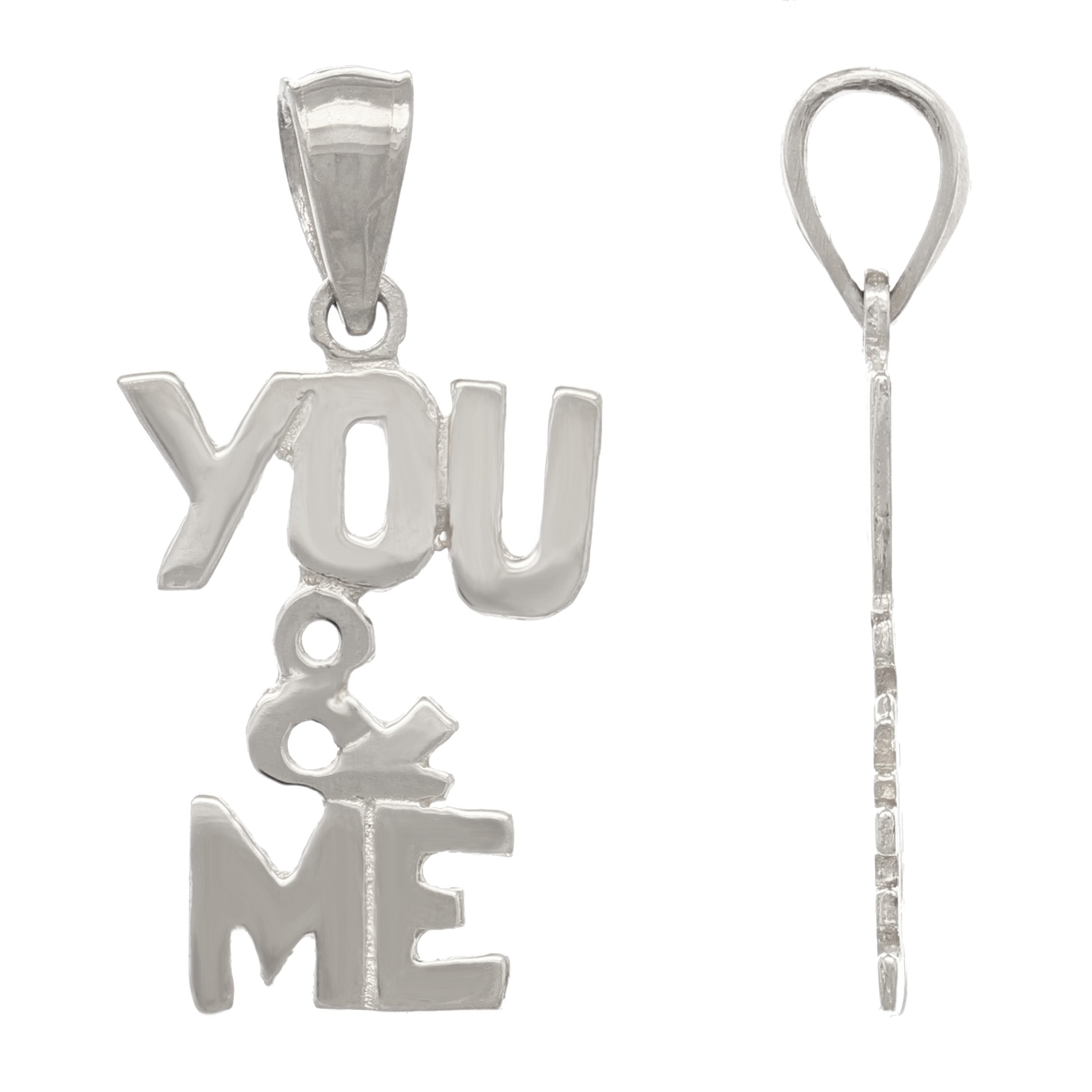 14k White Gold YOU & ME Charm Pendant You and Me Words Charm 1 gram - White