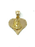 14k Yellow Gold Jesus Christ Face Heart Religious Charm Pendant 1.2 grams