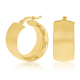 Italian 14k Yellow Gold Satin Huggie Hoop Earrings 21.7mmx10mm 4.2 grams