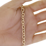 Italian 14k Yellow Gold Oval Rolo Link Chain Charm Bracelet 7.75" 6.9mm 4.8 grams