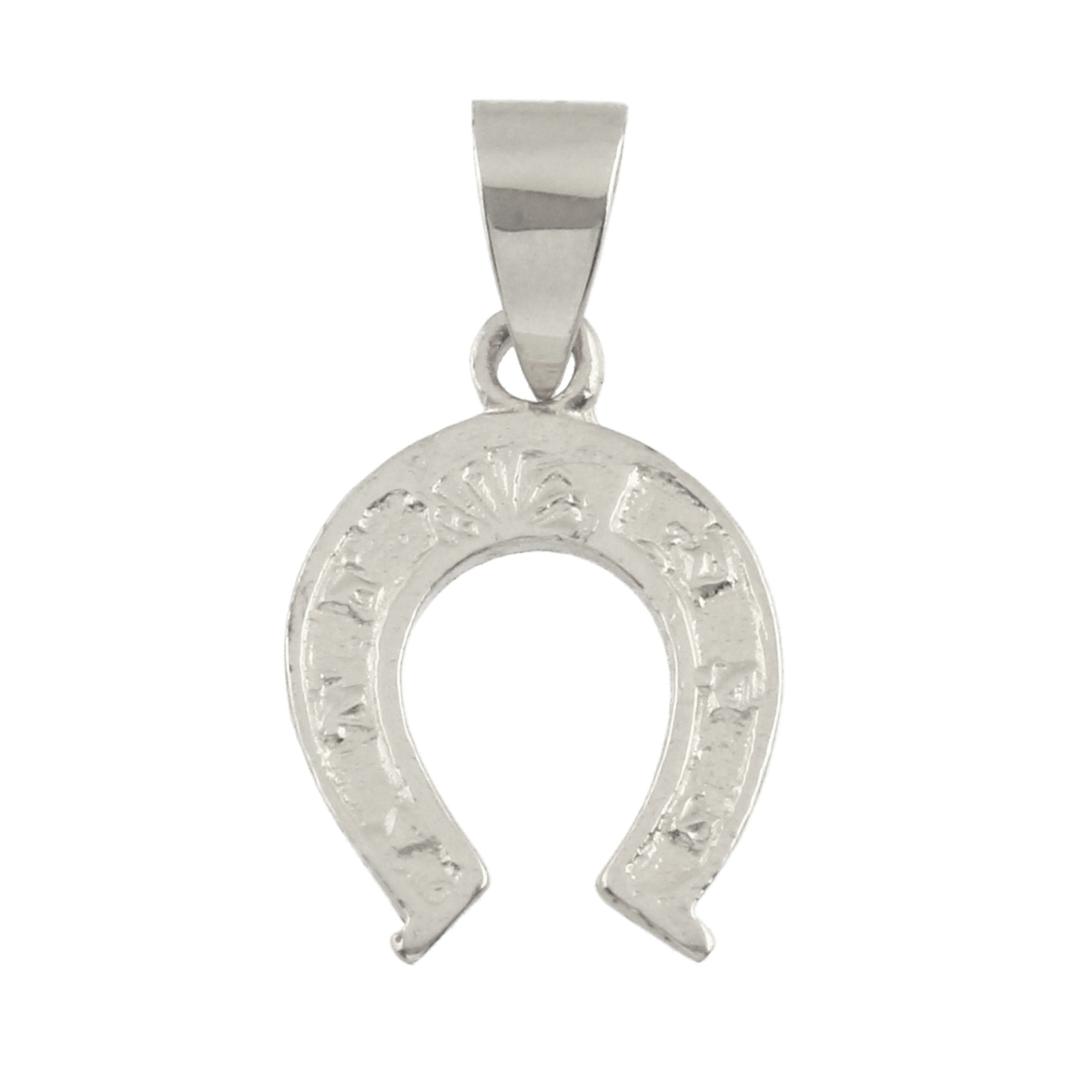 14k White Gold Solid Small Horse Shoe Charm Pendant 1 gram - White