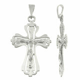 14k White Gold Crucifix Cross Charm Pendant Catholic Jesus Christ 2" 5.2 grams