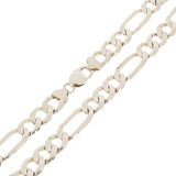 Men's 14k White Gold Solid Figaro Chain Necklace 20" 9.7mm 58 grams - White,20"