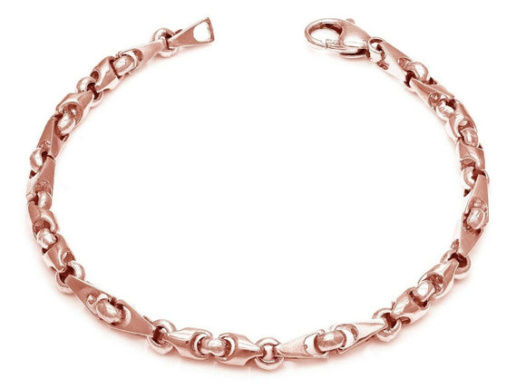 14k Rose Gold Handmade Fashion Link Bracelet 7.75