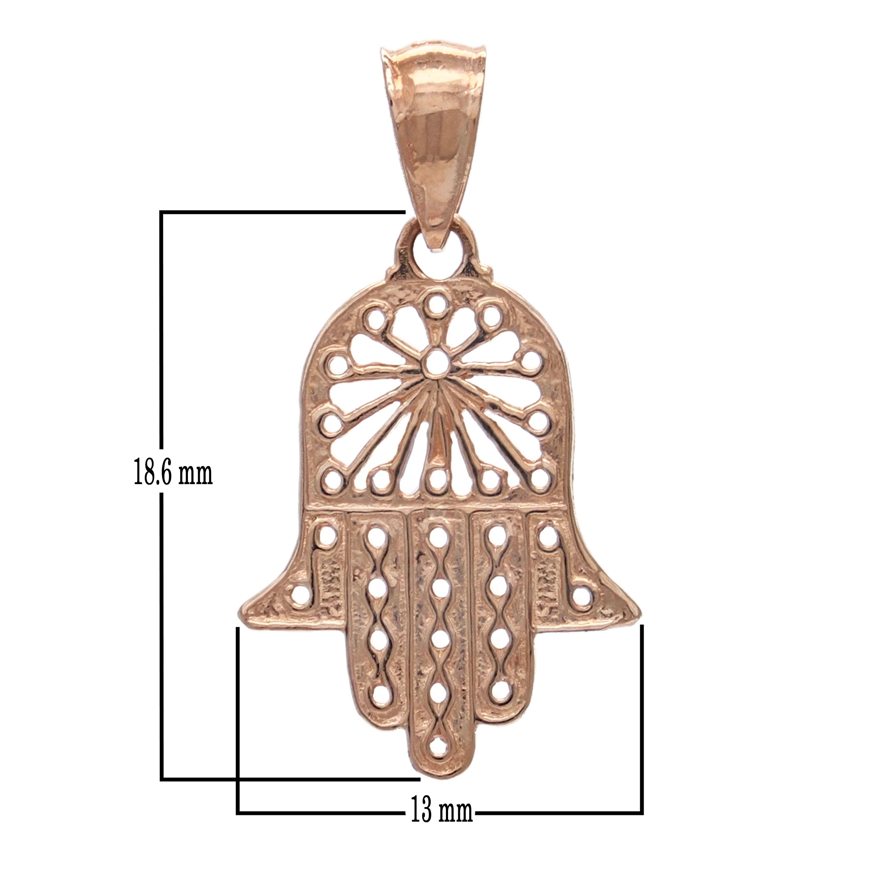14k Rose Gold Solid Hand Of Fatima Hamsa Charm Pendant 1.3 grams - Rose