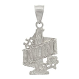 14k White Gold Mother's Day Gift #1 MOM Pendant - White