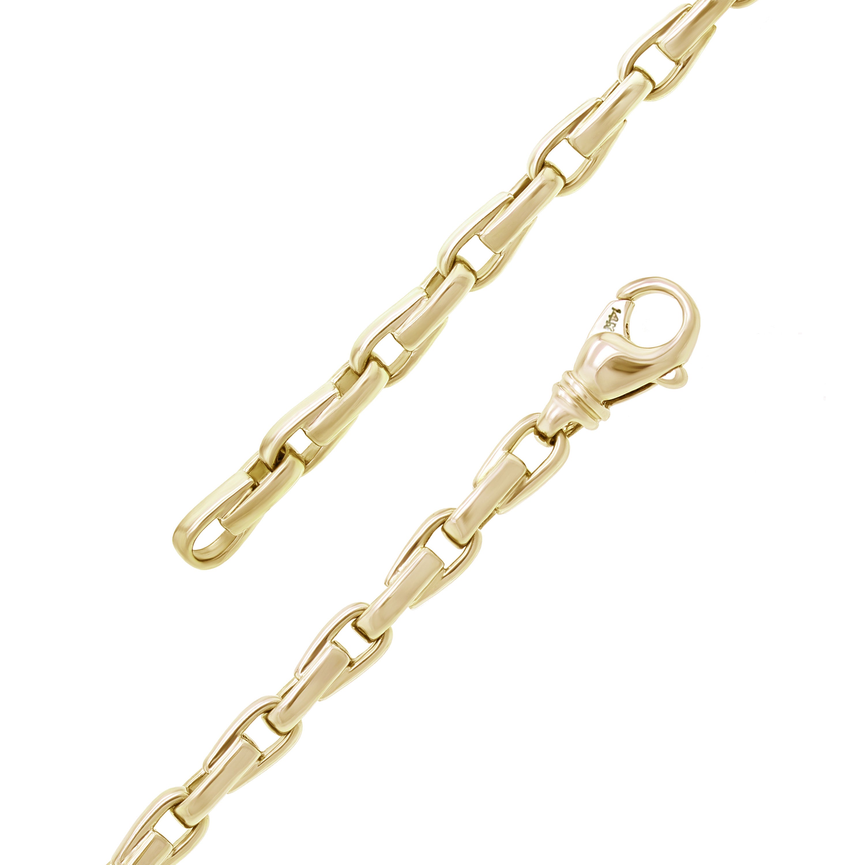 14k Yellow White or Rose Gold Solid Handmade Fashion Link Bracelet 7" - 9" 4.8mm