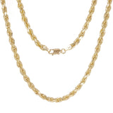 14k Yellow Gold Solid Diamond Cut Rope Twist Chain Necklace 22" 4mm 28.2 grams