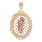 14k Yellow & Rose Gold St. Jude Thaddeus Oval Charm Pendant 1.5" 4.9 grams