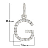 14k White Gold Diamond Initial Letter G Charm Pendant - Letter G,White